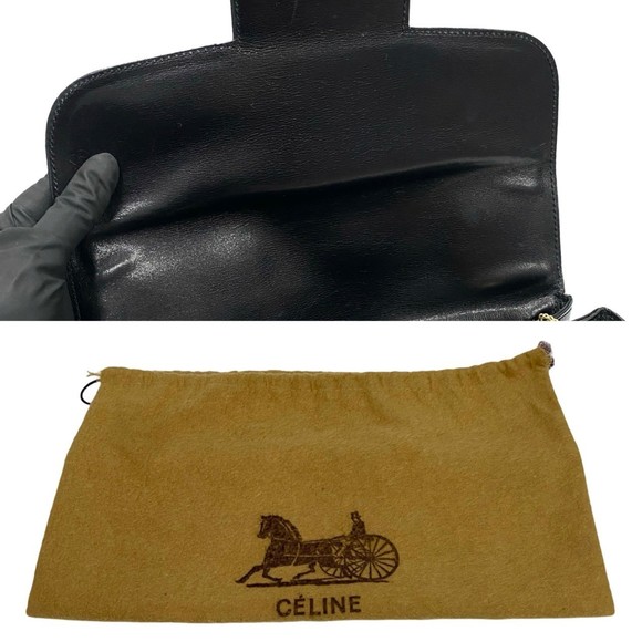 CELINE Horsebit Leather Shoulder Bag/Pochette/Sacoche in Black (54285) - Picture 8 of 9